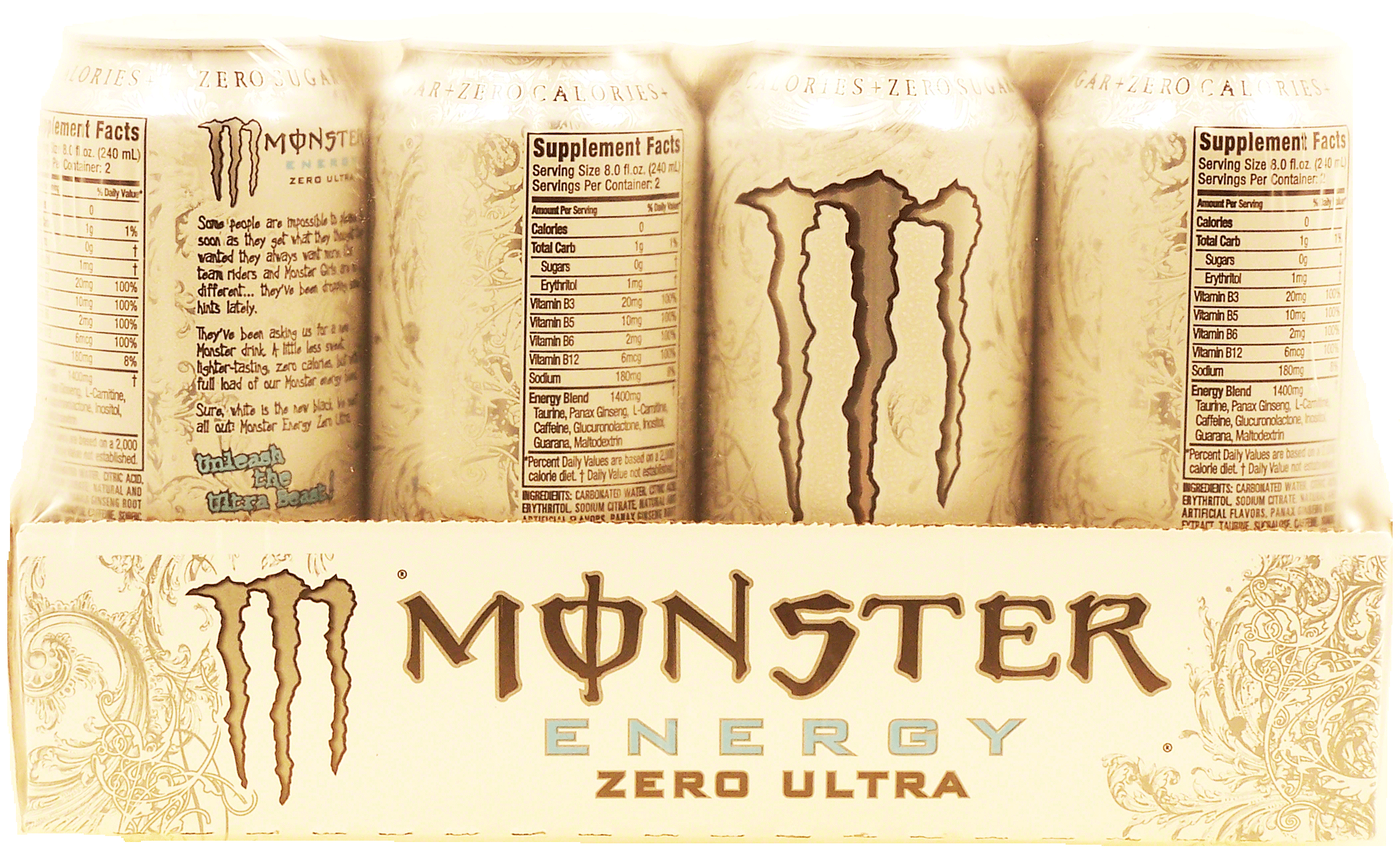 Monster Zero Ultra less sweet, lighter-tasting energy drink, carbonated, zero calories, 16-fl. oz. cans Full-Size Picture